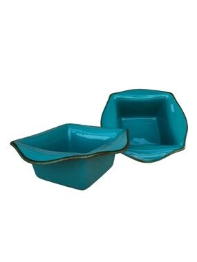 Southern Living at Home 2 Glass TUSCAN Everyday Baker 10" Turquoise Brown Bowl